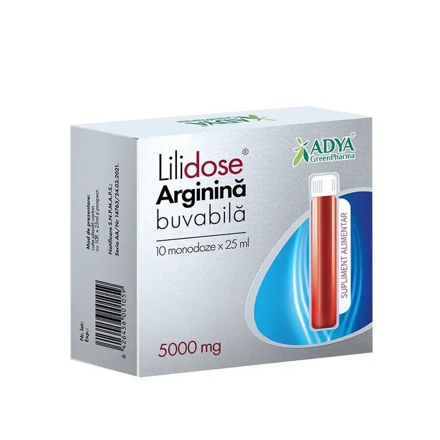 Lilidose Arginine Buvabila 5000 mg, 25 ml x 10 monodosi, Adya Green Pharma