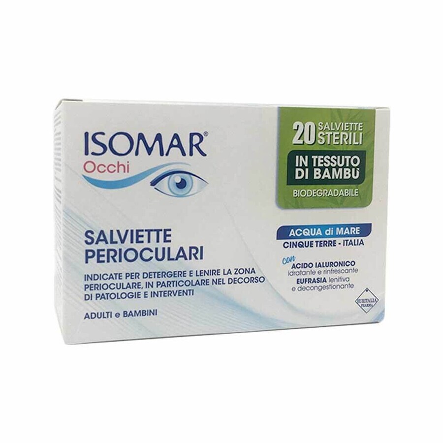 Isomar Occhi Salviette Perioculari Adulti e Bambini, 20 pezzi, Euritalia Pharma (div. Coswell)