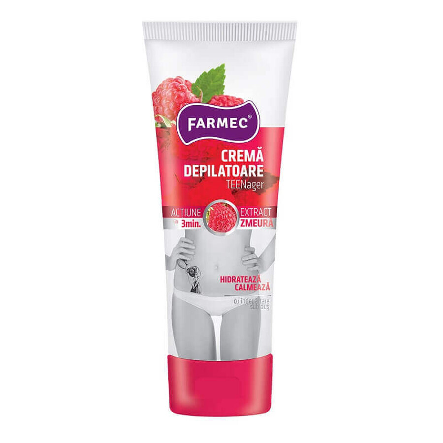 Crema depilatoria per pelli sensibili con estratto di lampone, 150 ml, Farmec