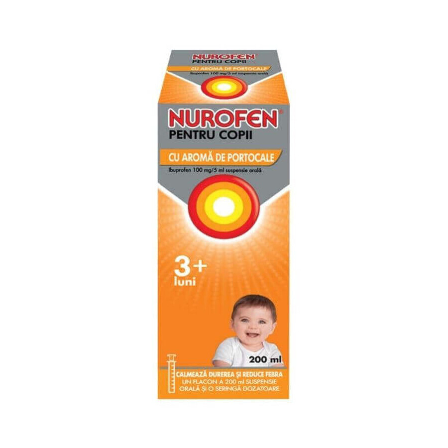 Nurofen children orange flavor 100 mg / 5 ml x1 bottle x 200 ml sup. oral