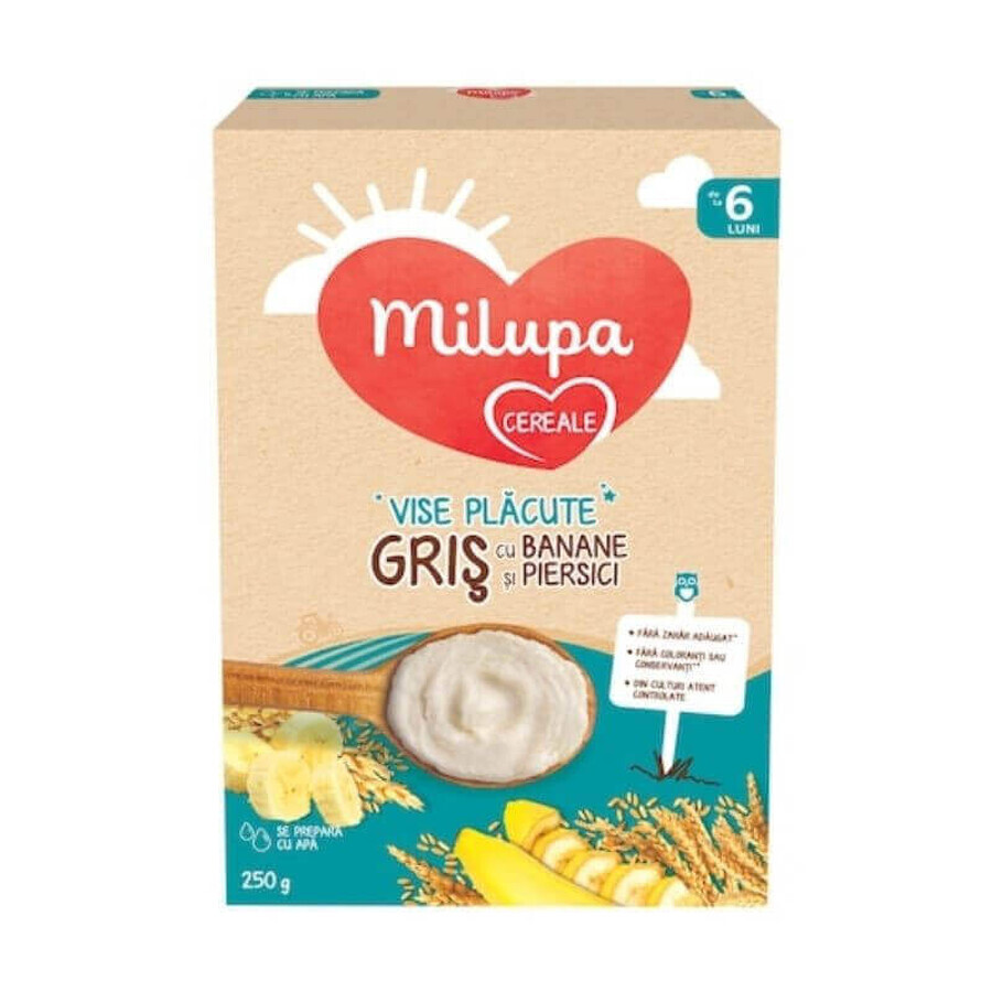 Milupa Cereal Morsa Placute Gris con Banana e Pesca 250g