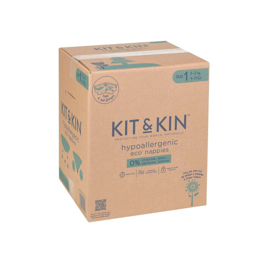 Pannolini Ipoallergenici Eco Kit&Kin, Taglia 1, 2-5 kg, 160 pz