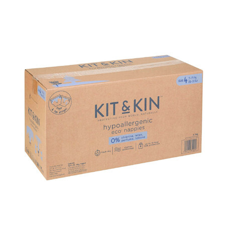 Pannolini Ipoallergenici Eco Kit&Kin, Taglia 4, 9-14 kg, 136 pz