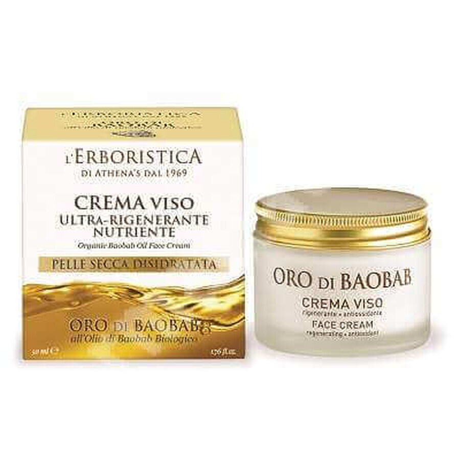 Regenerating and moisturizing face cream with baobab oil, 50 ml, L'Erboristica