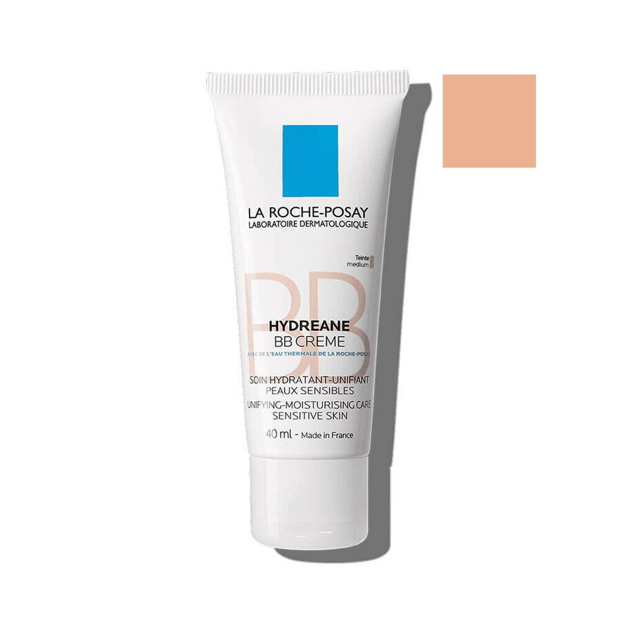 Cremă hidratantă cu efect de uniformizare SPF 20 Hydreane BB, Nuanța Medium, 40 ml, La Roche-Posay