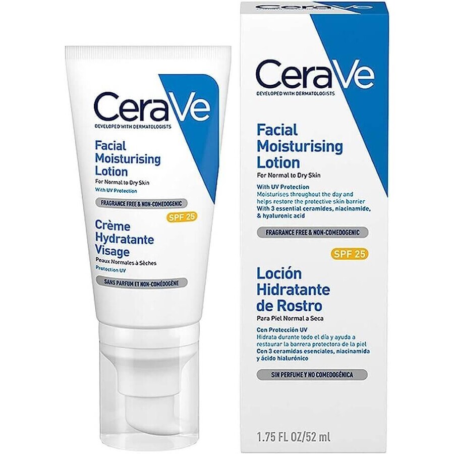 Hydraterende gezichtscrème met SPF 25 voor de normale-droge huid, 52 ml, CeraVe