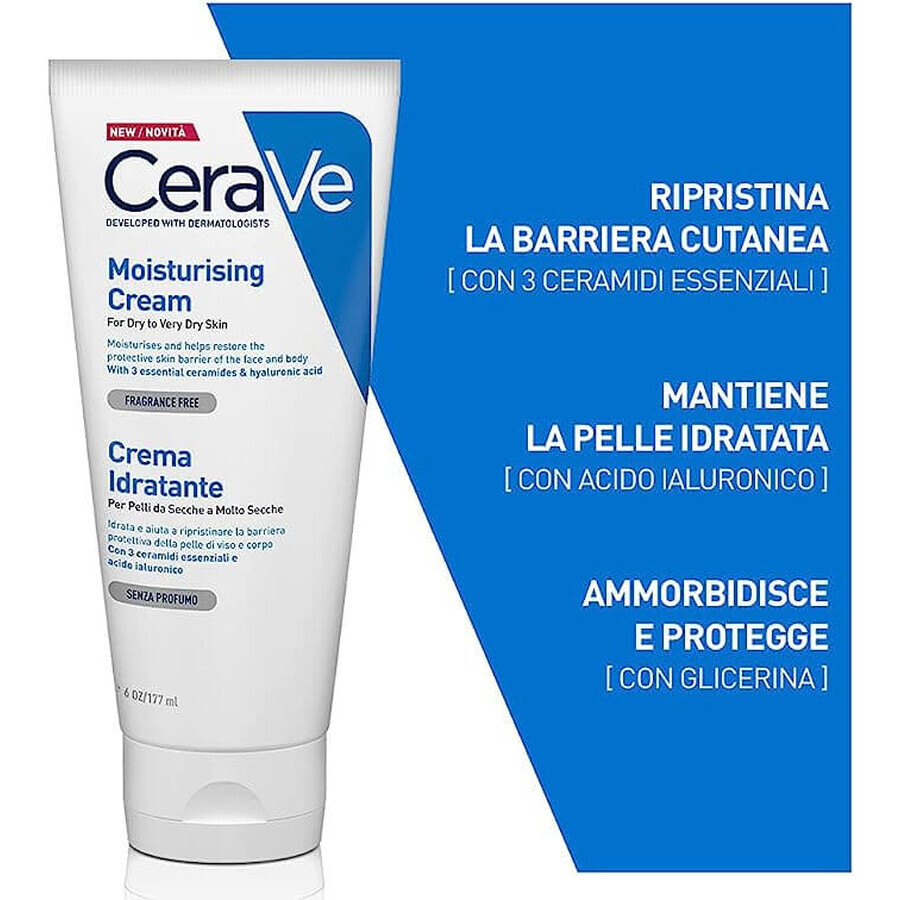 CeraVe Crema Corpo Idratante Pelle Molto Secca, 177 ml