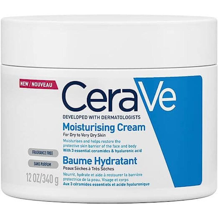 CeraVe Crema Idratante Viso e Corpo, Da secca a molto secca, 340 g