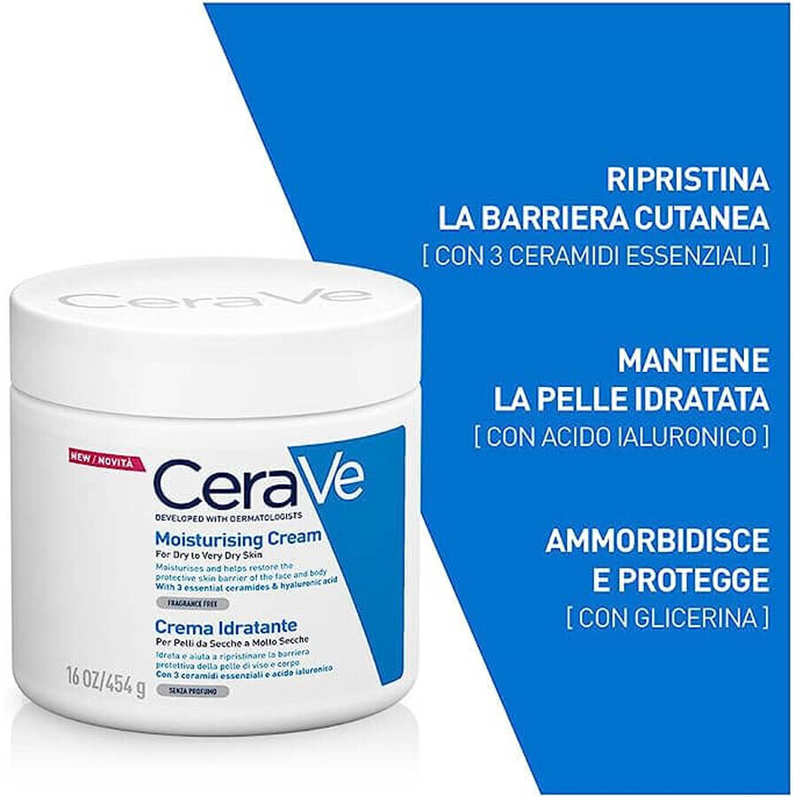 CeraVe Crema Idratante Viso e Corpo, Da secca a molto secca, 340 g