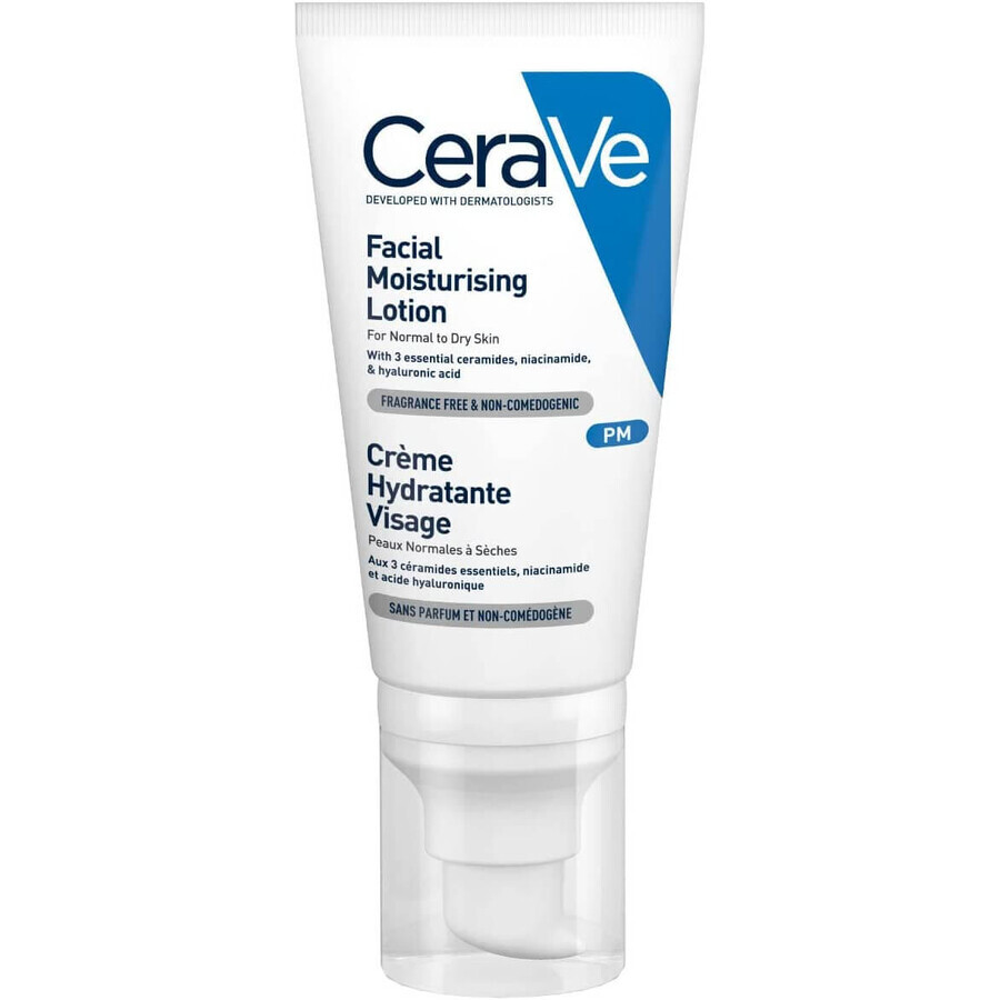 CeraVe Crema Viso Idratante, Da normale a secca, 52 ml