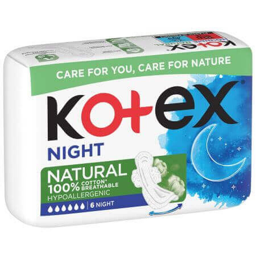 Assorbenti Natural Night, 6 pezzi, Kotex