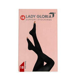 Thigh-high stockings with silicone band and open toe, No. 1, Black, Lady Gloria