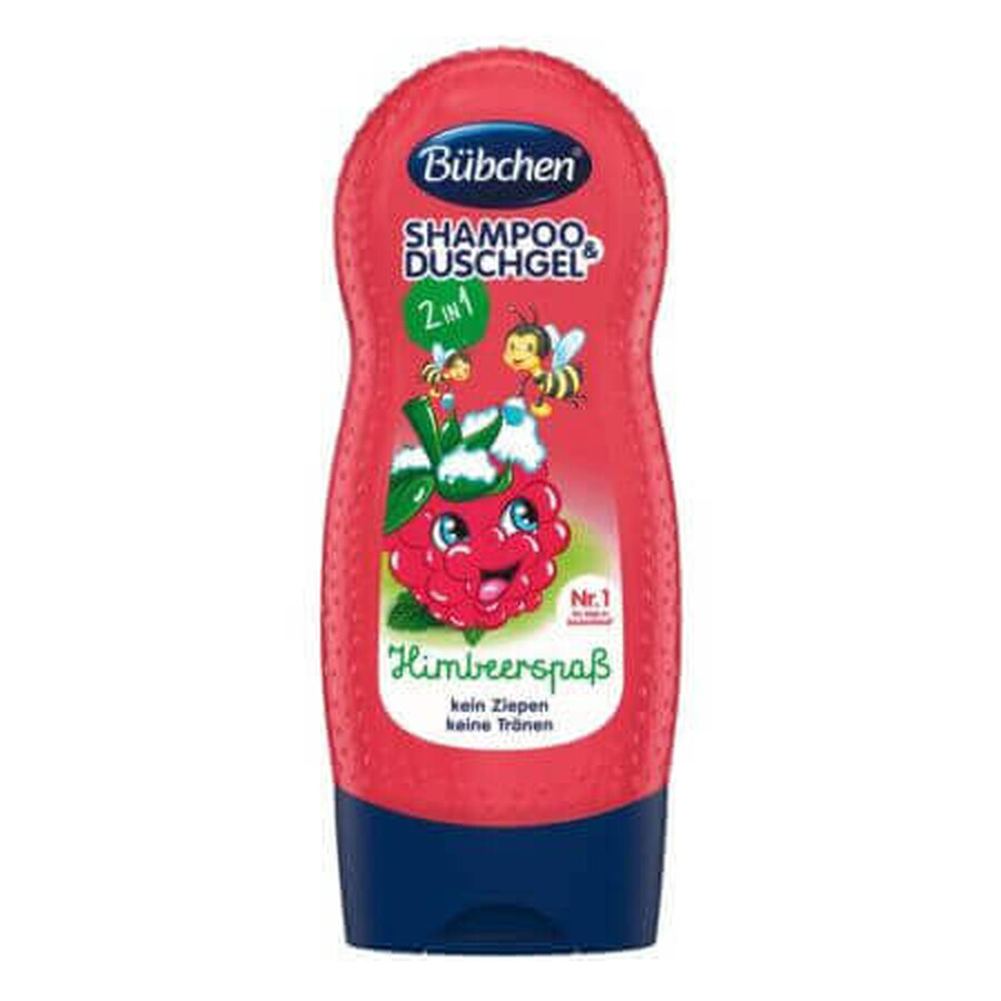 Gel doccia e shampoo al lampone, + 3 anni, 230 ml, Bubchen