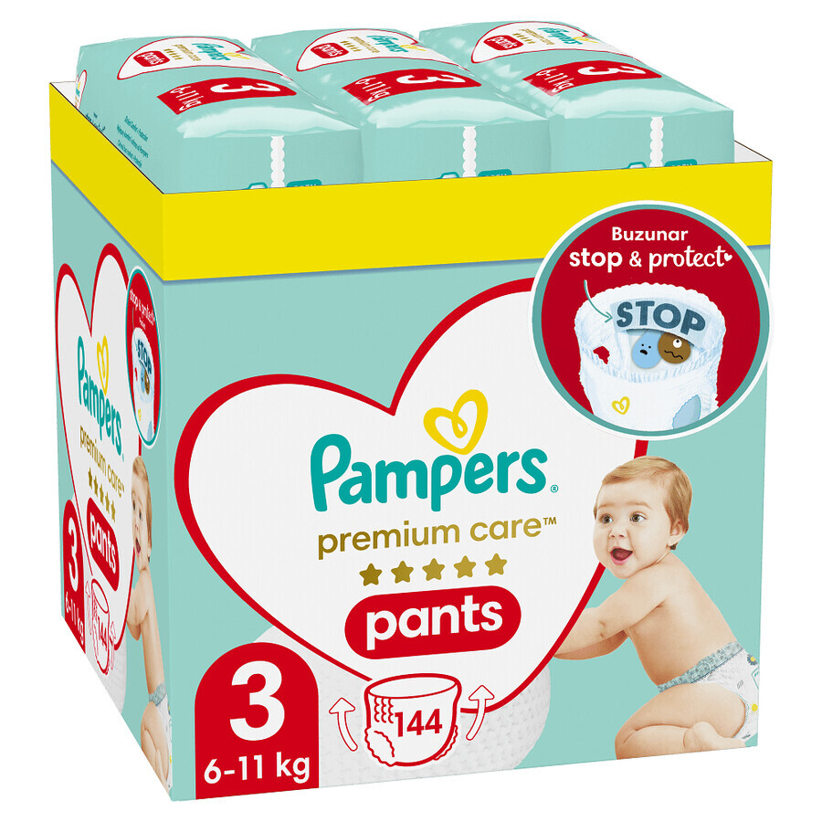 Pannolini Pantaloni Premium Care XXL Box, No. 3, 6-11 kg, 144 pezzi, Pampers