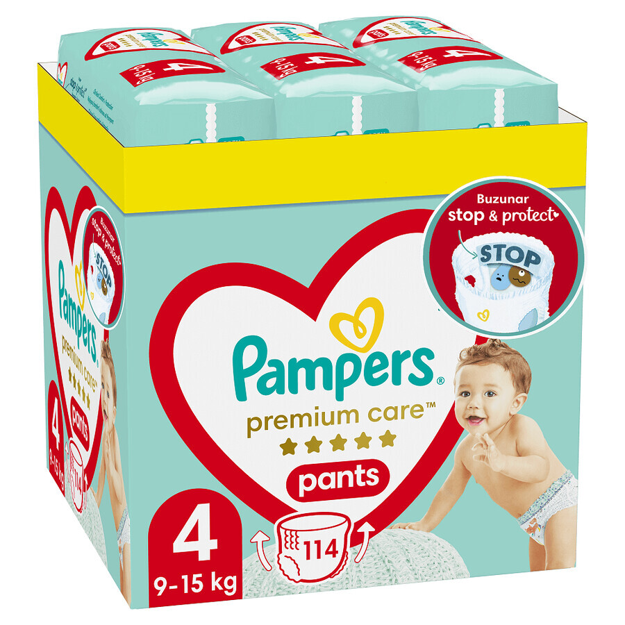 Pannolini Pantaloni Premium Care XXL Box, n. 4, 9-15 kg, 114 pezzi, Pampers