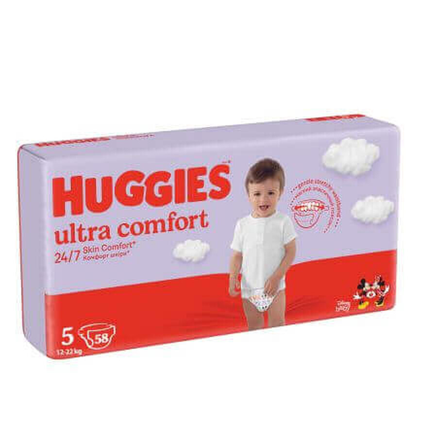 Pañal Ultra Confort, nº 5, 12-22 kg, 58 uds, Huggies