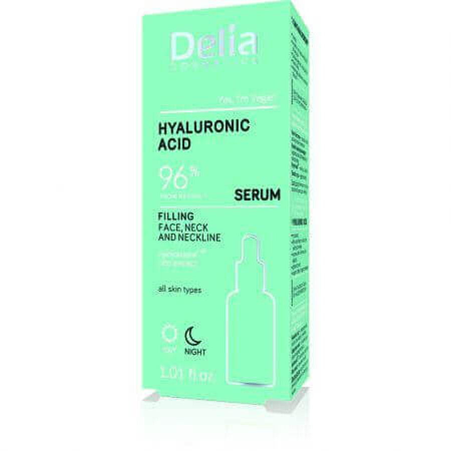 Serum antiarrugas para rostro, cuello y escote Hyaluron Acid Filling, 30 ml, Delia Cosmetics