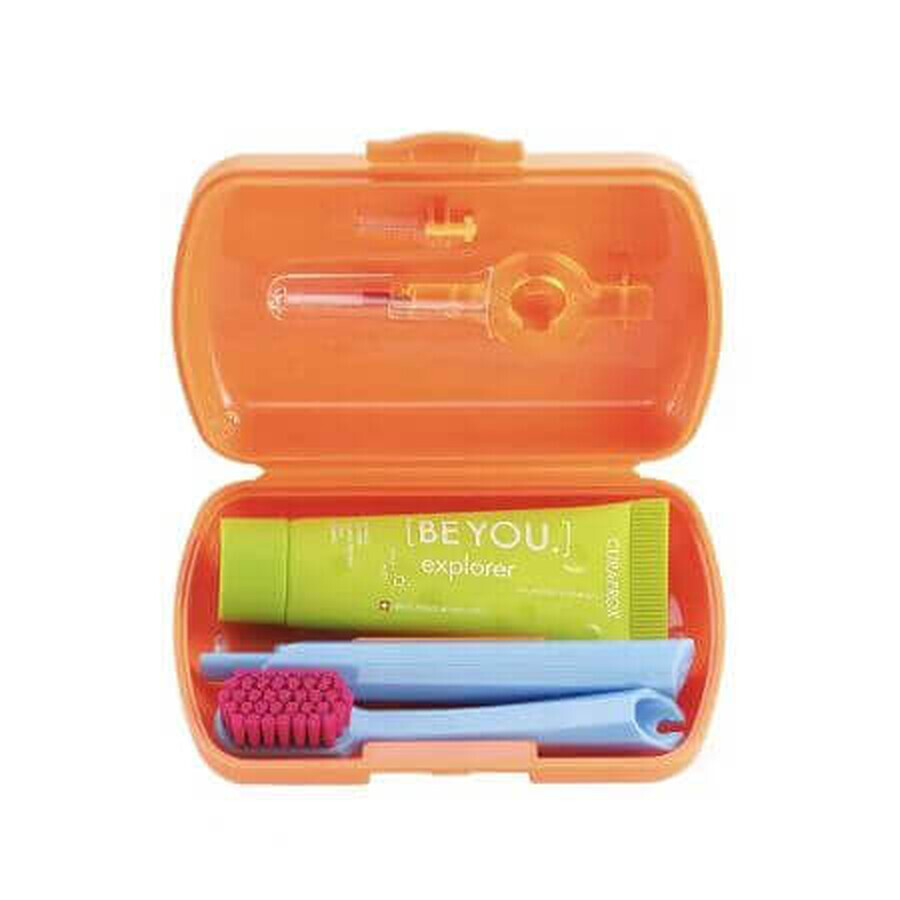 Curaprox Be You Travel Set Arancione Spazzolino + Dentifricio + 2 Scovolini