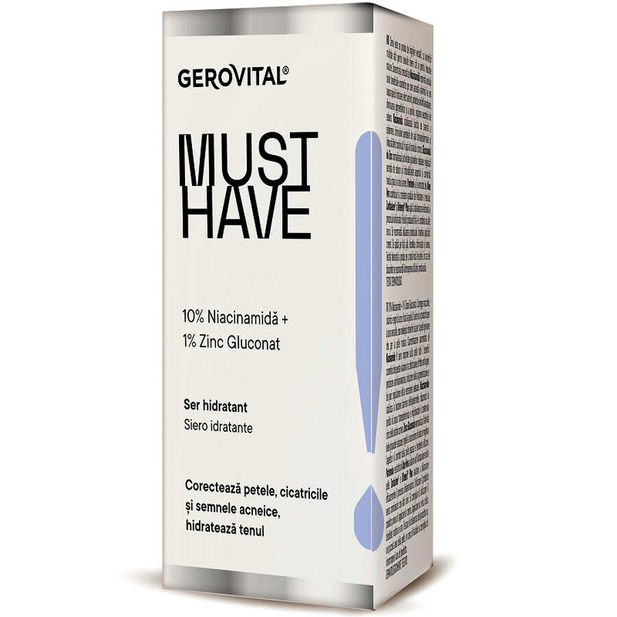 Siero Idratante con 10% Niacinamide, Gerovital Must Have, 30 ml, Farmec