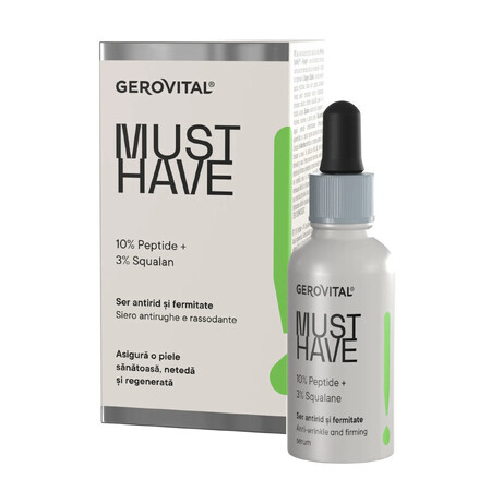 Siero Antirughe e Compattezza con 10% di Peptidi, Gerovital Must Have, 30 ml, Farmec