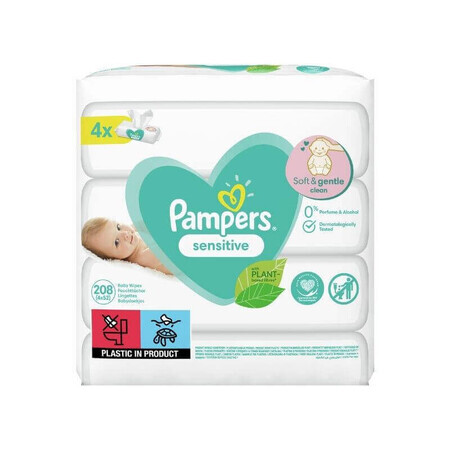 Pampers Sensitive Wet Wipes, 4 pach, 208 pcs