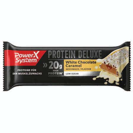 Barretta proteica con cioccolato bianco e caramello Protein Deluxe, 55g, Power System