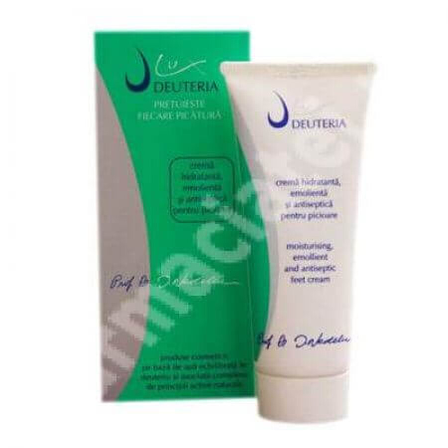 Crema piedi idratante, emolliente e antisettica, 75 ml, Deuteria Cosmetics