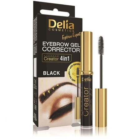 Gel correttore per ciglia e sopracciglia, Nero, 7 ml, Delia Cosmetics