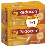 Pack Redoxon Vitamin C 1000 mg with orange flavor, 1+1, 30+30 effervescent tablets, Bayer