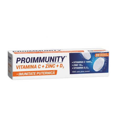 Proimmunità Vitamina C + Zinco + D3, 20 compresse effervescenti, Fiterman