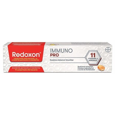 Redoxon Immuno Pro, Supliment alimentar pentru sustinerea avansata a imunitatii, 15 comprimate efervescente, Bayer