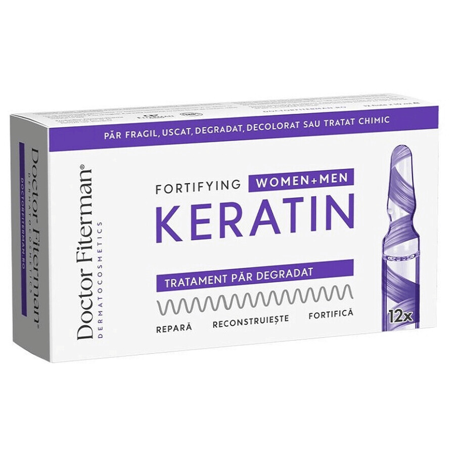 Treatment for brittle hair Fortifying Keratin, 12 vials x 10 ml, Fiterman