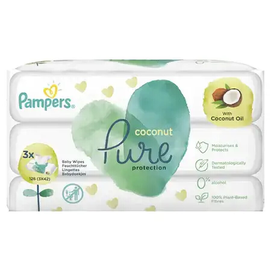 Salviette umidificate Pampers Coconut Pure 3 confezioni x 42, 126 pz