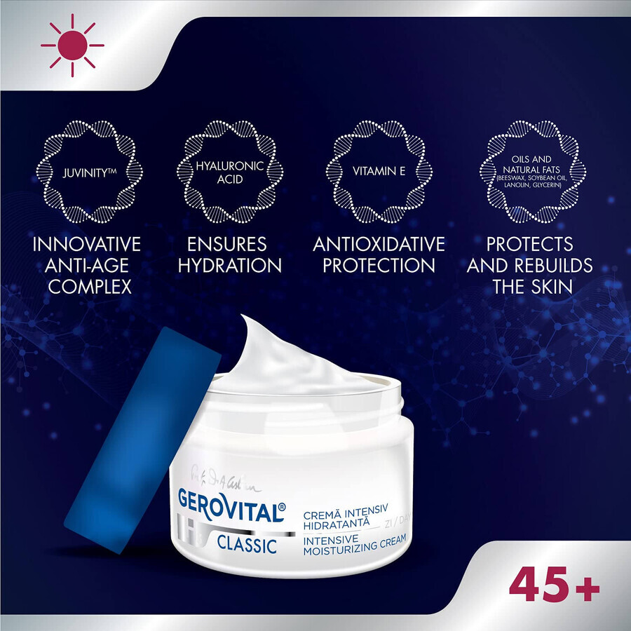 Crème de jour hydratante intensive Gerovital H3 Classic, 50 ml, Farmec