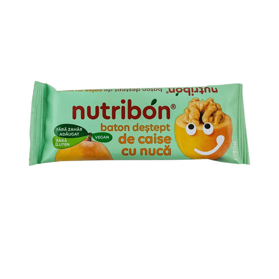 Barrita vegana de albaricoque sin gluten, 30g, Nutribon