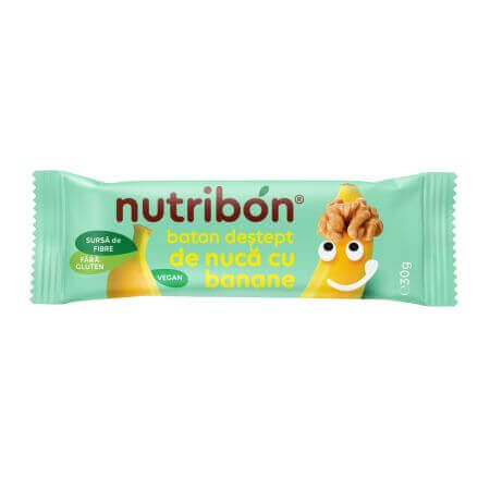 Gluten-free vegan banana nut bar, 30g, Nutribon