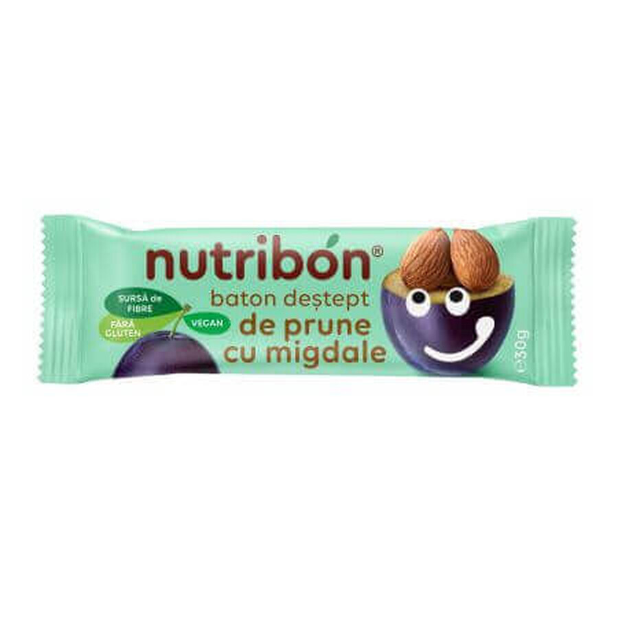 Gluten free vegan almond plum bar, 30 g, Nutribon