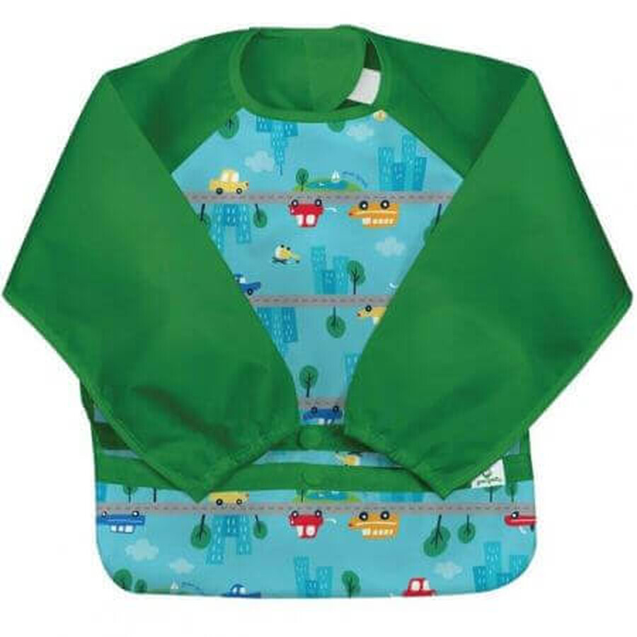 Aqua Cars long-sleeved multifunctional bib, 12-24 months, Green Sprouts