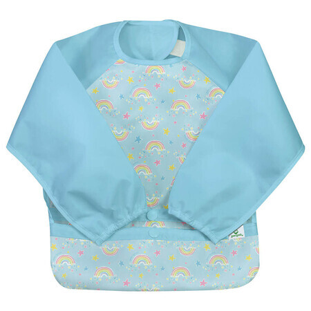 Multifunctional bib with long sleeves, 2-4 years, Aqua Rainbows, Green Sprouts