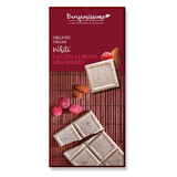 Organic White Chocolate with salted almonds and cherries, 70 g, Benjamissimo