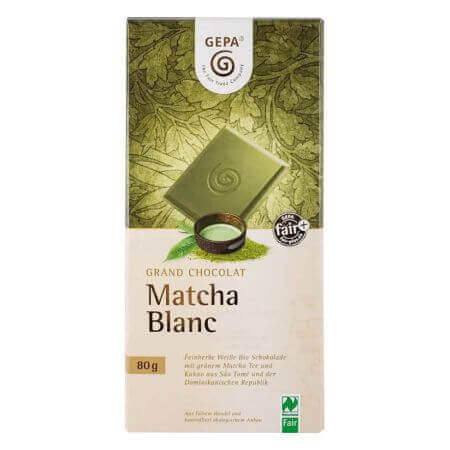 Organic Matcha Blanc white chocolate, 80 g, Gepa