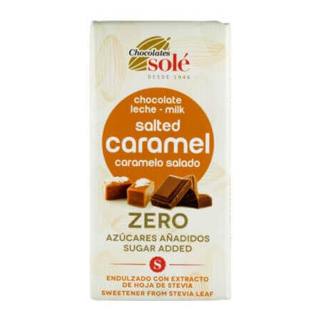 Milk chocolate and salted caramel sweetened with stevia, 100 g, Chocolates Sole