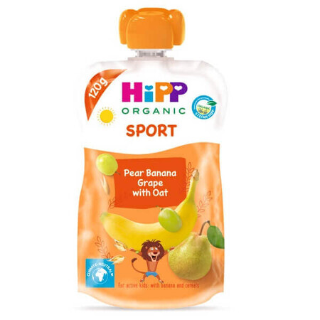 Hippis Sport puré con peras, plátanos, uvas y avena, 120 g, Hipp