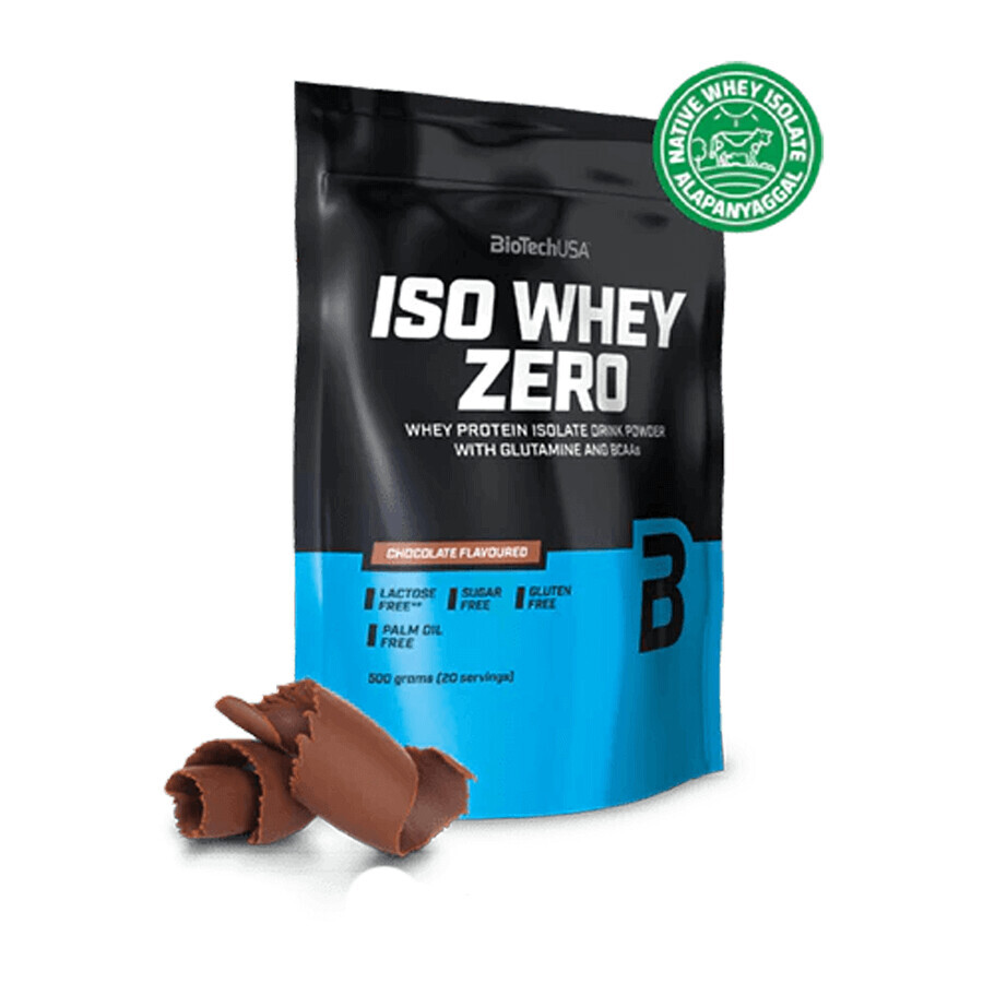 BioTech USA Iso Whey Zero protein powder with chocolate flavour, 500 g