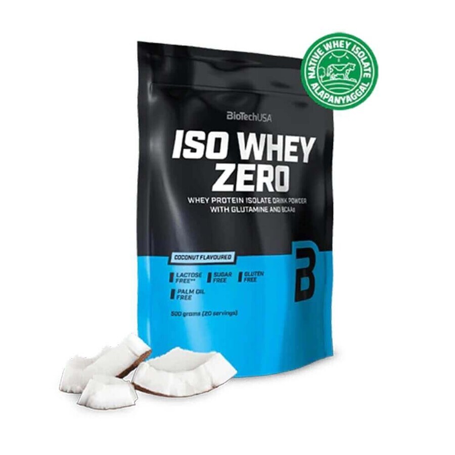 BioTech USA Iso Whey Zero protéine en poudre avec arôme de noix de coco, 500 g