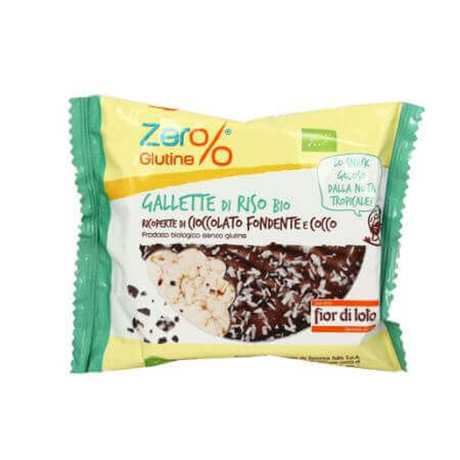 Bio-Reiskugeln mit Zartbitterschokolade und Kokosraspeln Molke% Gluten, 33 g, Fior di Loto