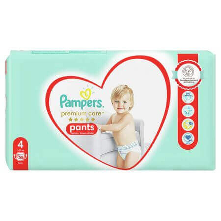 Premium Care broekluiers, nr.4, 9-15 kg, 58 stuks, Pampers