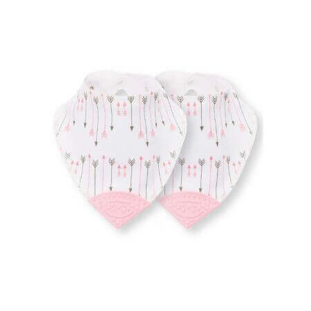 Set of 2 bibs with teething ring, 22x28 cm, Arrow Pink, Fillikid