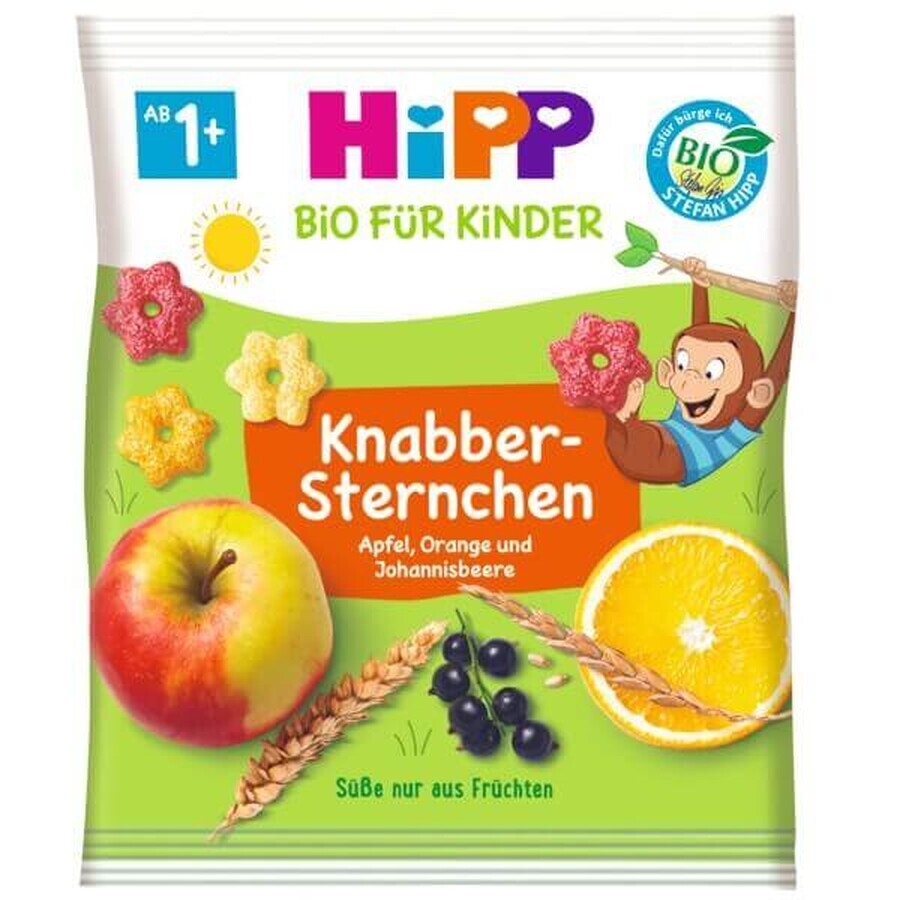 Crunchy stars with apple, orange and blackcurrant, 30 g, Hipp