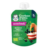 Biologische peer, appel en zwarte bessen puree, +6 maanden, 80 gr, Gerber